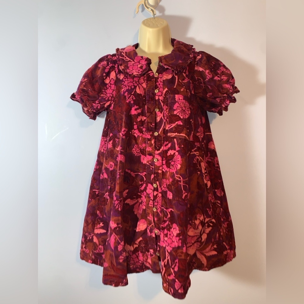 Pilcro corduroy button down Peter Pan collar short sleeve Keira pink dress S - Picture 5 of 11